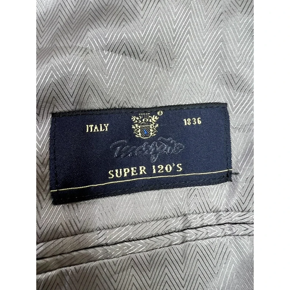 Tessuto Blazer Mens 46L‎ Long Gray Plaid Super 120s Wool Italy Made USA Classic